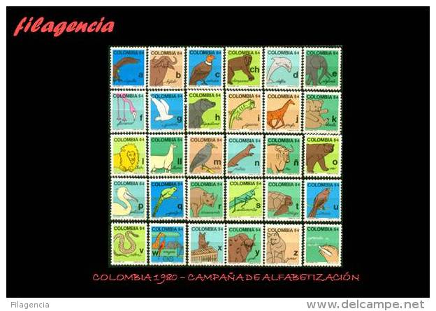 AMERICA. COLOMBIA MINT. 1980 CAMPAÑA DE ALFABETIZACIÓN. LETRAS DEL ABECEDARIO - Colombia