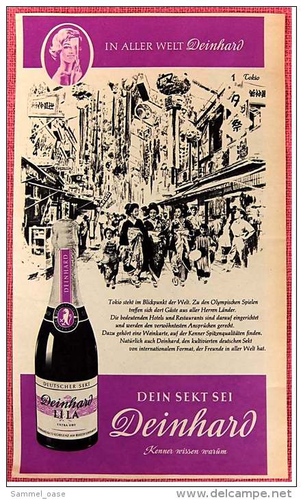 Reklame Werbeanzeige Von 1965 -  Dein Sekt Sei Deinhard Lila  -  Kenner Wissen Warum  -  Von 1965 - Alkohol