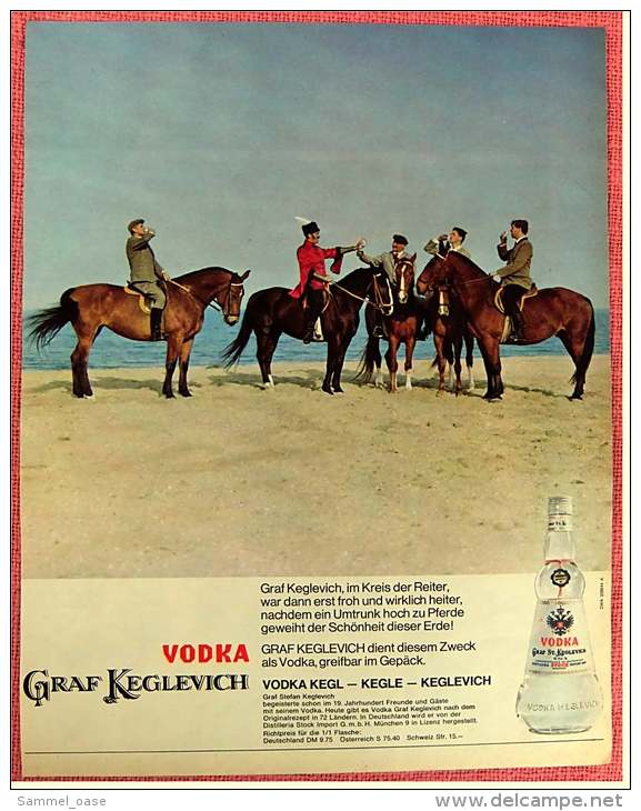 Reklame Werbeanzeige Von 1965 -  Vodka Graf Keglevich  -  Im Kreis Der Reiter  -  Von 1965 - Alkohol
