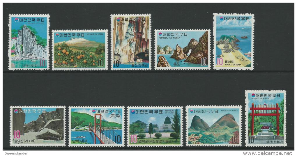 1973 Korean Tourist Attractions Set  Of 10 Complete MUH SG Catalogue No´s 1030/1031,1042/1043,1048/49,57,58  & 1075/1076 - Korea, South