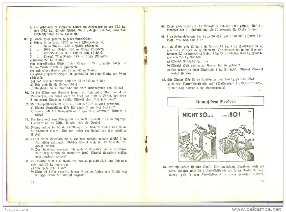 Livre - Rechenbuch Für Die Landlichen Und Hauswirthschaftlichen Berufsschulen Im Elsass 1941 - Livre Calcul Alsace - Livres Scolaires