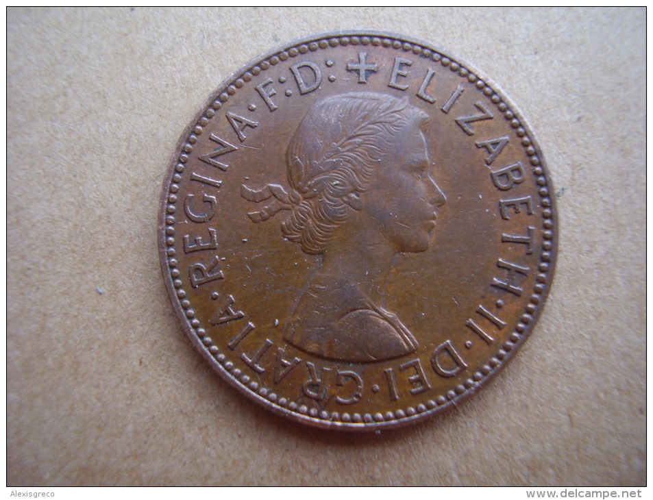Great Britain 1958 QUEEN ELIZABETH II HALF PENNY USED COIN As Seen. - Other & Unclassified