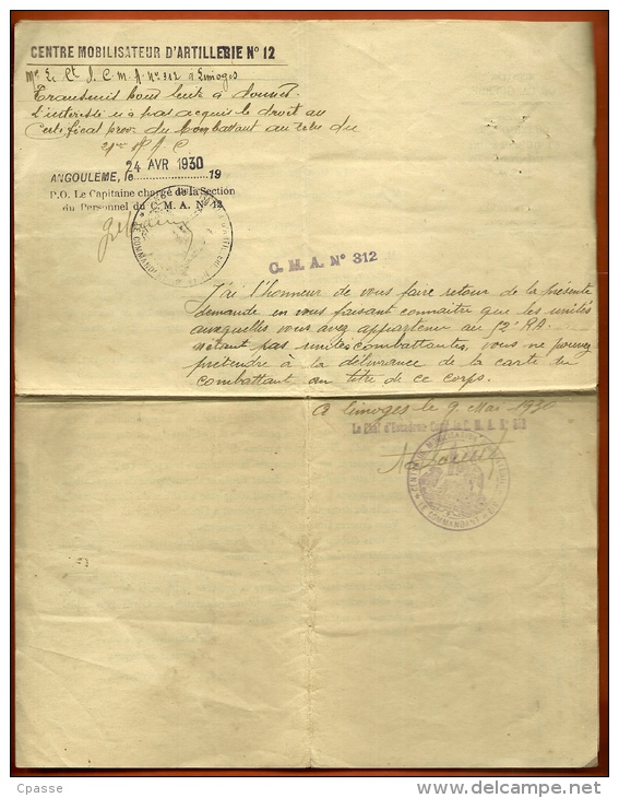 MILITARIA - 1929 Demande Du Certificat Provisoire De La Carte Du Combattant 1914 1918 - Mairie De MER 41 - Sin Clasificación