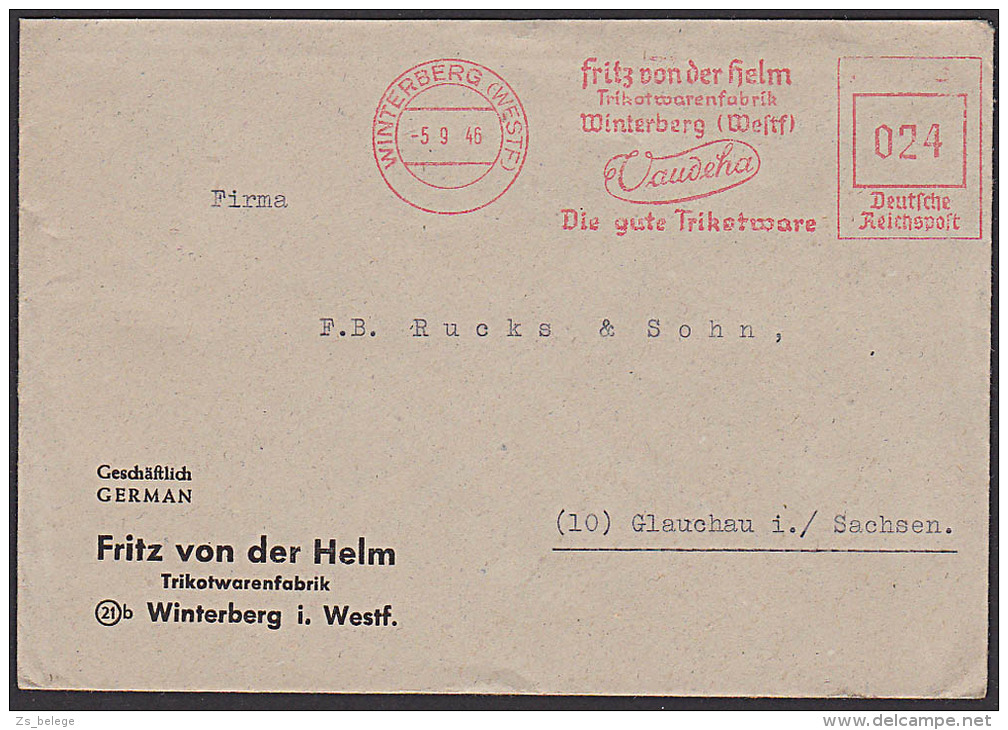 WINTERBERG (WESTF)  AFS =DR 024= Aptiert Fritz Von Der Helm Trikotwarenfabrik "Vandeha" - Covers & Documents