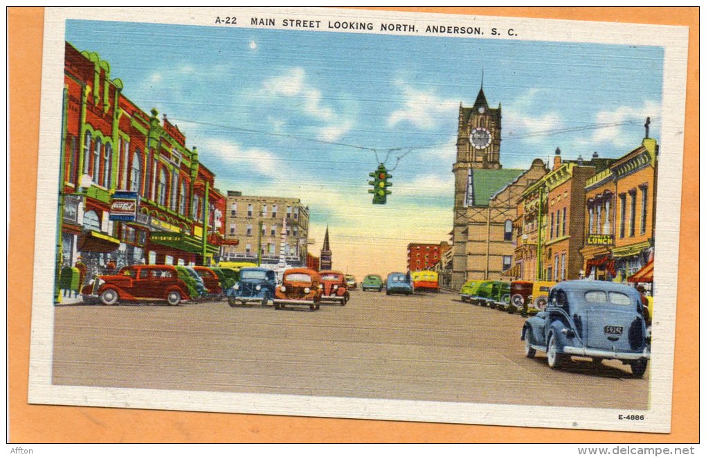 Main Street Anderson SC Old Postcard - Anderson