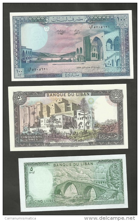 BANQUE Du LIBAN - 5 Livres / 50 Livres / 100 Livres (Lot Of 3 Notes) - Libano