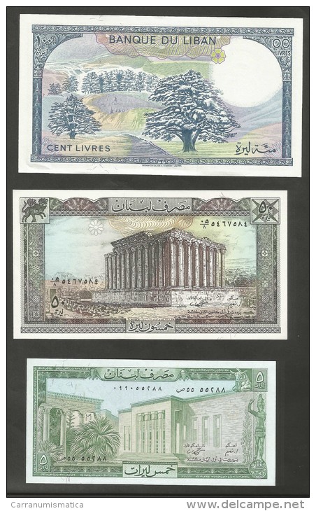 BANQUE Du LIBAN - 5 Livres / 50 Livres / 100 Livres (Lot Of 3 Notes) - Libano