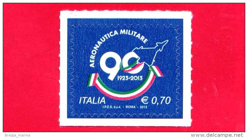 NUOVO - ITALIA - 2013 - 90º Anniversario Dell'aeronautica Militare Italiana - 0,70 € • Sagoma Di Aereo Militare - 2011-20: Mint/hinged