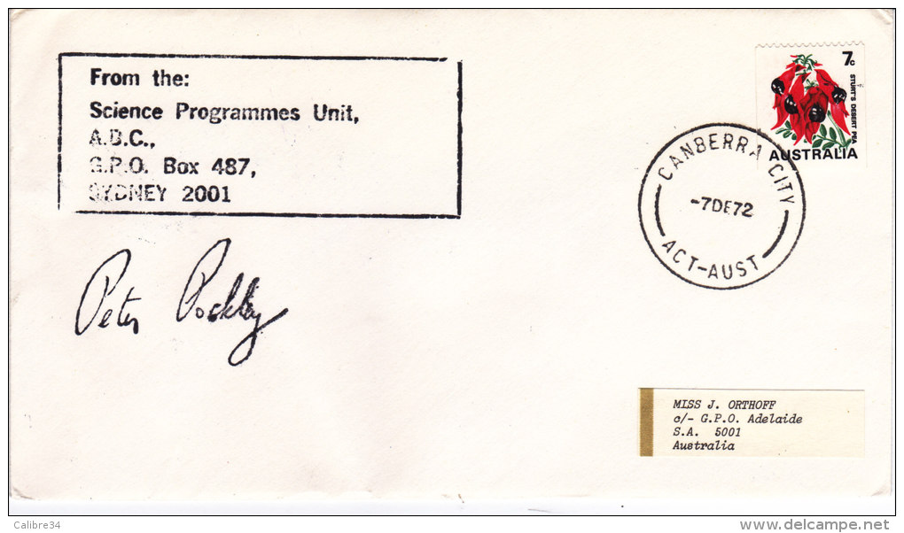 (APOLLO 17 ) Science Programmes Unit SYDNEY  CANBERRA AUSTRALIE  7 Decembre 1972 - Oceanía