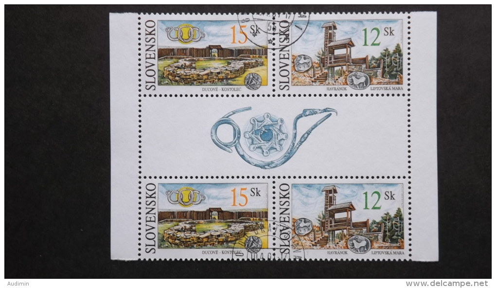 Slowakei 391/2 Gutter Pair/Z-Steg Oo/used, Schönheiten Der Heimat (VII): Archäologische Fundstätten - Used Stamps