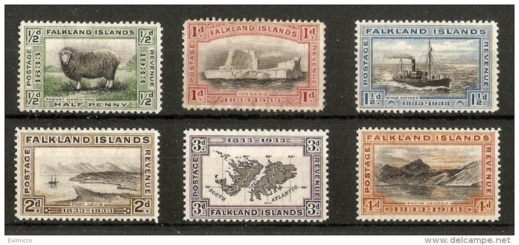 FALKLAND ISLANDS 1933 SET TO 4d SG 127/132 MOUNTED MINT Cat £94.25 - Falkland Islands