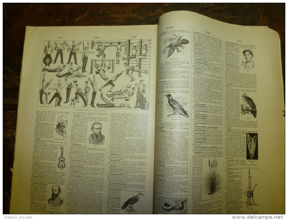 10 fascicules du Larousse illustré continuant F et commençant sur H...:FUSILS, GENIE,GYMNASTIQUE,HABITAT ION  etc