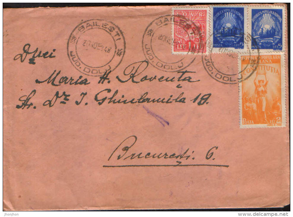 Romania-Env Circulated 1948 With  IOVR Revenue Stamp (disabled, Orphans, And Widows Of War - Lettres 2ème Guerre Mondiale