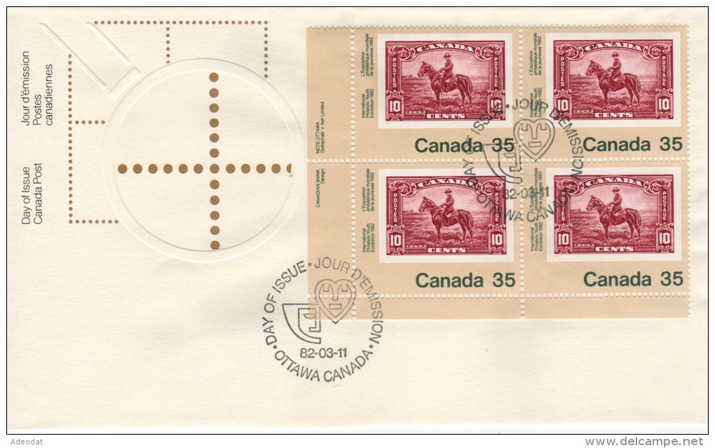 CANADA  1982 FDC SCOTT/UNITRADE 911 PB VALUE US $3.35 - 1981-1990