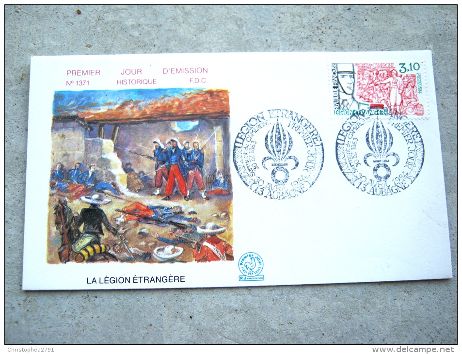 RARE LEGION ETRANGERE CAMERONE 30 AVRIL 1984 Enveloppe Premier Jour émission AUBAGNE 30/04/1984 Numéroté 1371 FDC - Documents