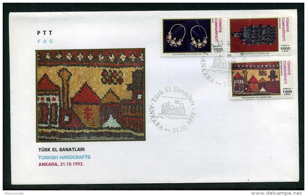 TURKEY 1993 FDC - Turkish Handcrafts, Michel #3005-07; ISFILA #3399-3401. - FDC