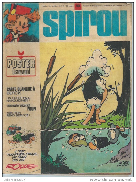 SPIROU  N° 1828  -  Déssin: ROQUE  -  1973 - Spirou Magazine