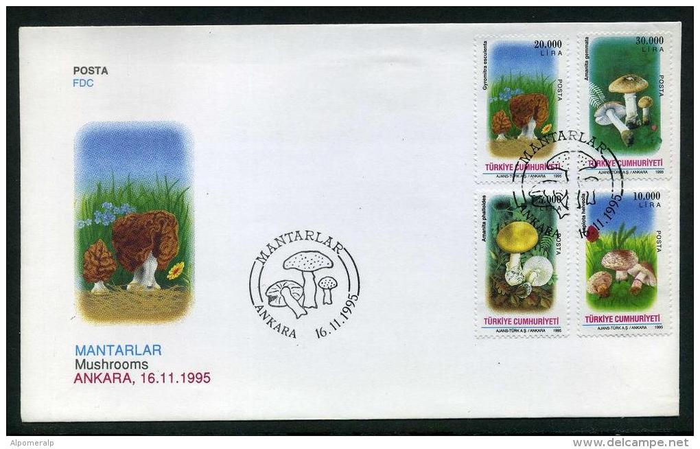 TURKEY 1995 FDC - Mushrooms, Michel #3063-66; ISFILA #3457-60, Scott #2613-16. - FDC