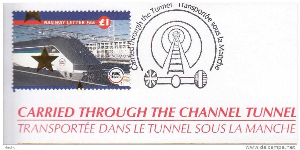 Benham 2000 Cover Caarried Through Channel Tunnel, Train, Job, Workers, To France Sous Manche, Great Britain - 2001-2010 Decimal Issues