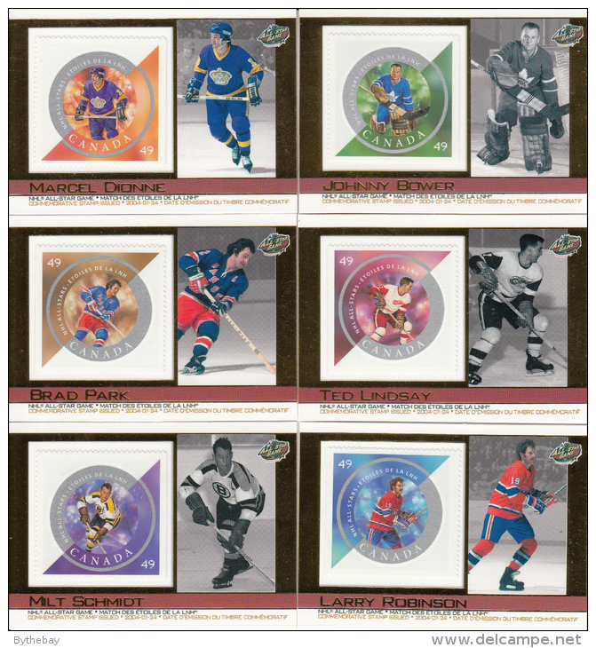 Canada Set Of 6 NHL All-Star Stamp Cards - Thematic Collection #124 - Canadese Postmerchandise