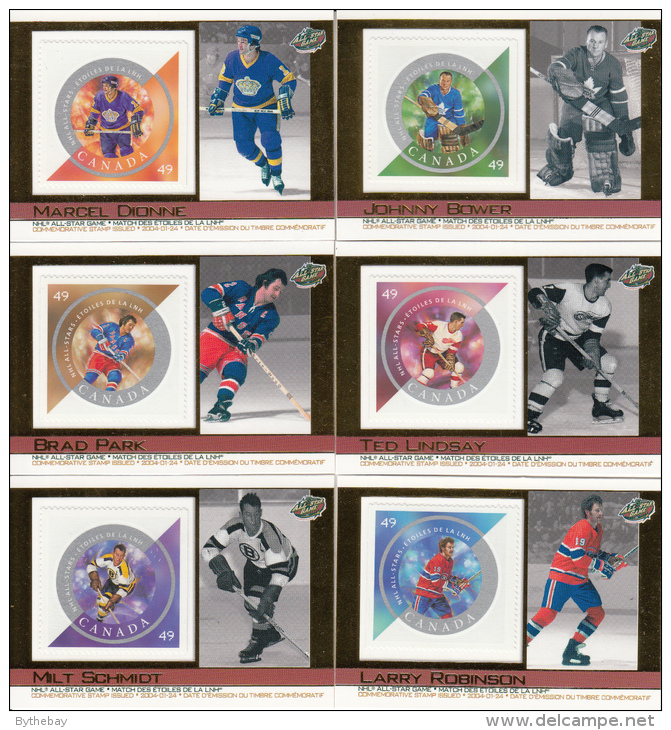 Canada Set Of 6 NHL All-Star Stamp Cards - Thematic Collection #124 - Jahressätze Der Kanad. Post