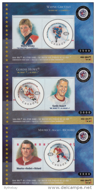 Canada Set Of 6 NHL All-Star Stamp Cards - Thematic Collection #93 - Canadese Postmerchandise