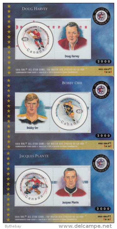 Canada Set Of 6 NHL All-Star Stamp Cards - Thematic Collection #93 - Pochettes Postales Annuelles