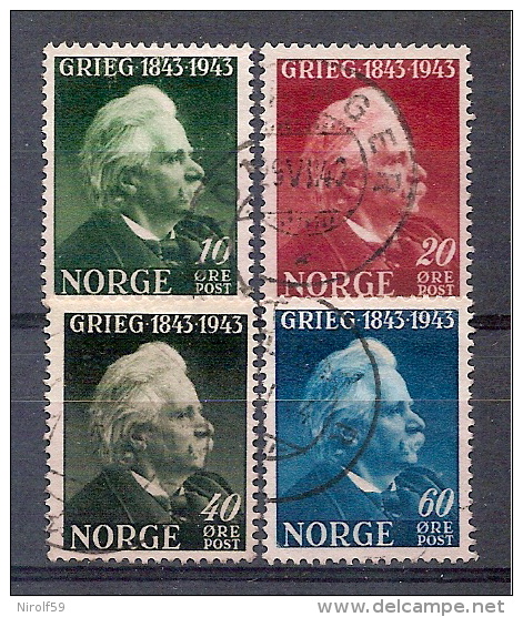 Norway 1943 - 100 Years Birth Edvard Grieg,composer - Used Stamps