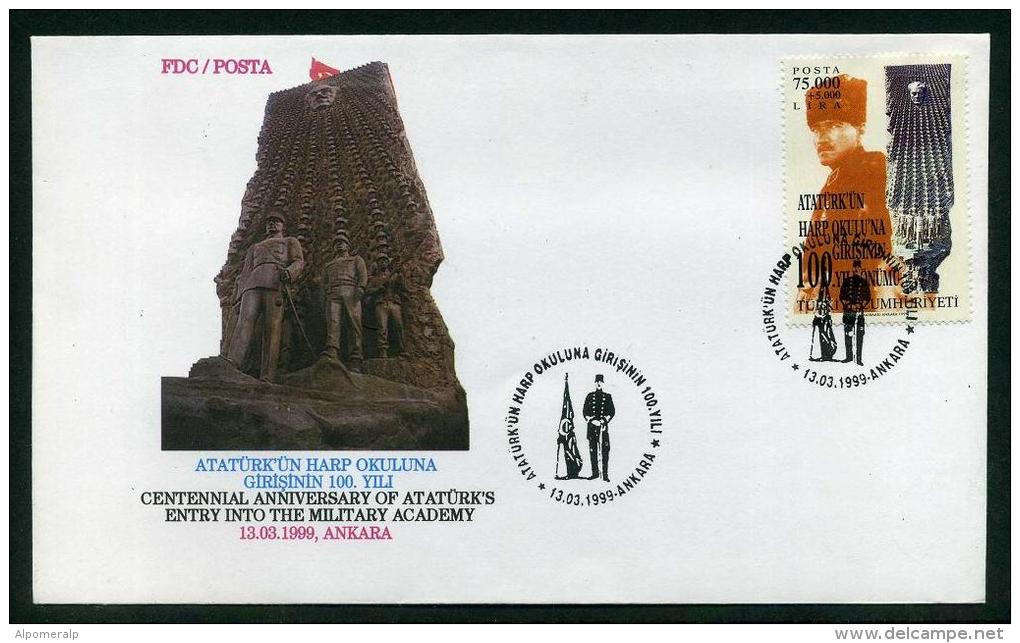 TURKEY 1999 FDC - Centennial Anniv. Atatürk's Entry Into The Military Academy, Michel #3173; ISFILA #3570, Scott #B255. - FDC