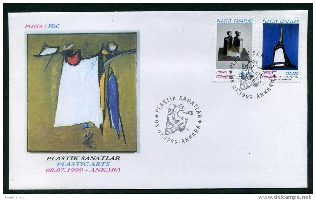 TURKEY 1999 FDC - Plastic Arts, Michel #3189-90; ISFILA #3586-87, Scott #2734-35. - FDC