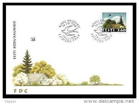 Bird Estonia 1998 Stamp FDC Mi 327 Swallow, For More Beautiful Homes - Hirondelles