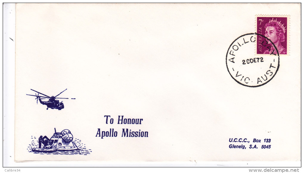 APOLLO 17 To Honour  Cachet APOLLO DAY AUSTRALIE 20 Decembre 1972 - Océanie