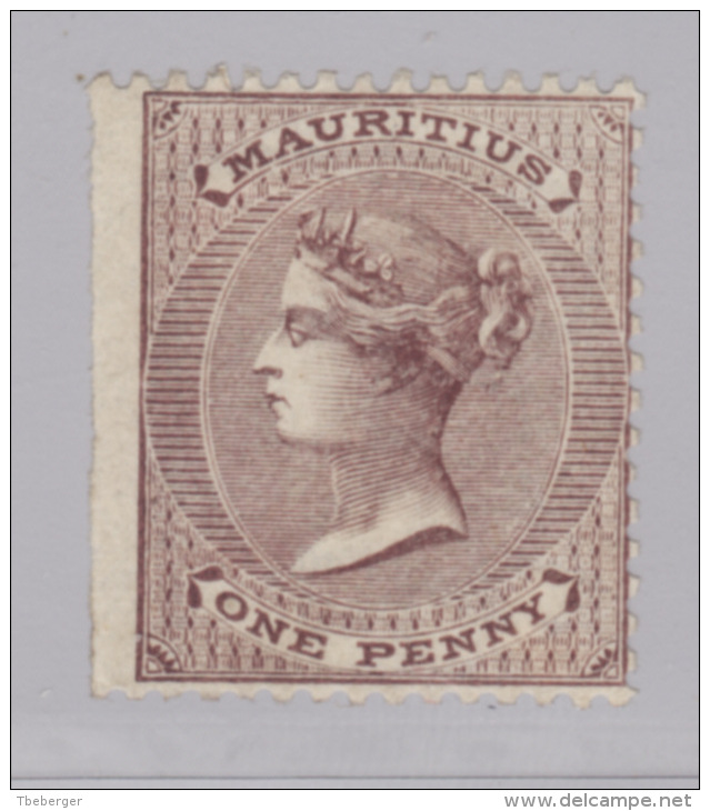 Mauritius 1863/72 Definitives Wmk Crown CC Perf 14 Gi No. 56 1 D. Purple-brown, Unused Without Gum (*) (k76) - Mauricio (...-1967)