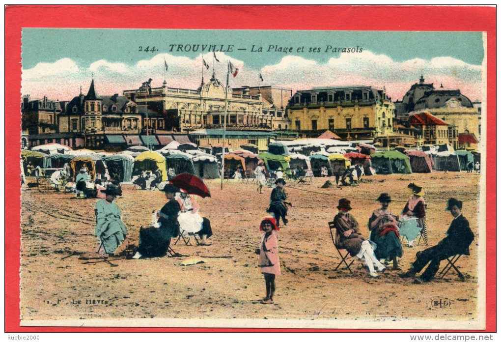 TROUVILLE LA PLAGE CARTE COLORISEE EN TRES BON ETAT - Trouville