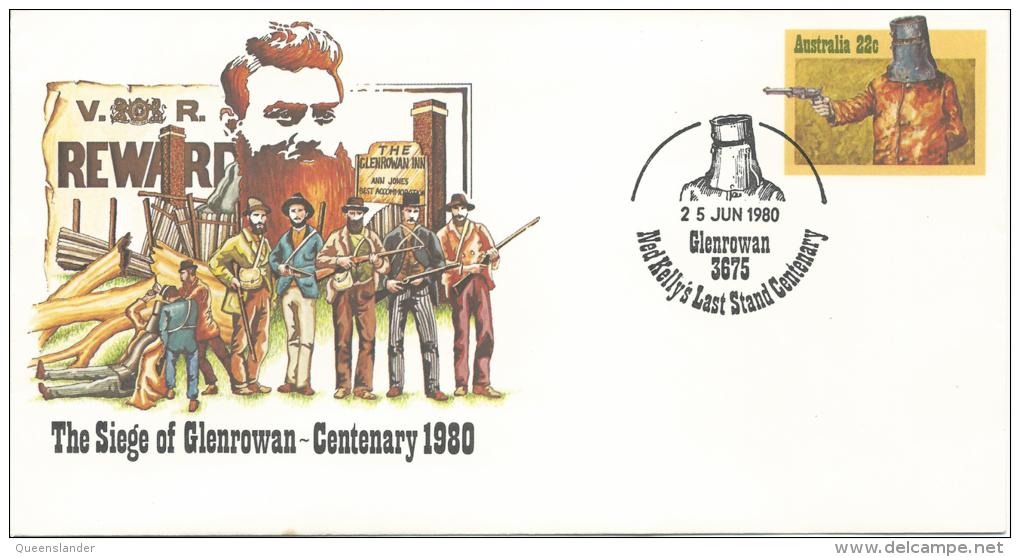 Ned Kelly Siege Of Glenrowan Centenary 1980 FDI Special Ned Kelly's Last Stand Postmark  25th Jun 1980 - Poststempel