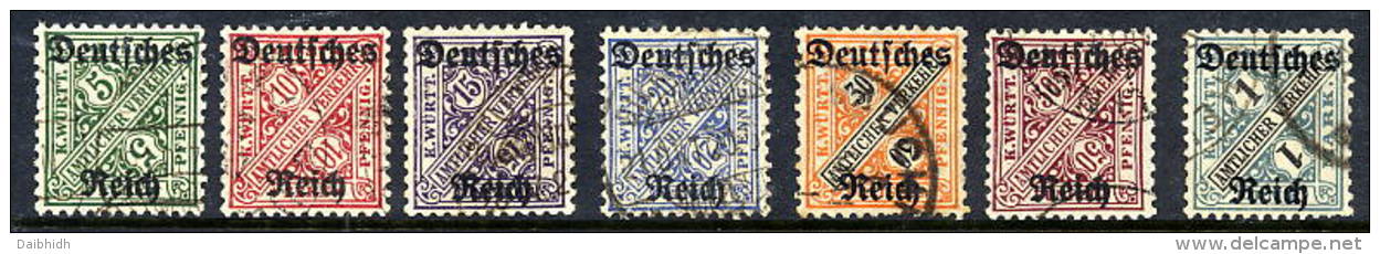 DEUTSCHES REICH 1923 May Official Overprints On Württemberg Except 40 Pfg. Used.  Michel 57-64 Exc. 62 - Servizio