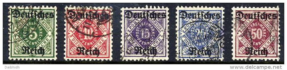 DEUTSCHES REICH 1920 Overprints On Württemberg Set Of 5 Used.  Michel 52-56 - Dienstmarken