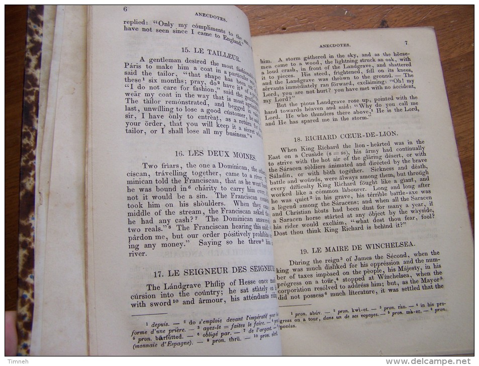 PREMIER VOLUME (en 2 Volumes) CHRESTOMATHIE ANGLAISE Choix Morceaux  PROSATEURS ET POETES ANGLAIS 1866 BROCKHAUS Graeser - 1850-1899