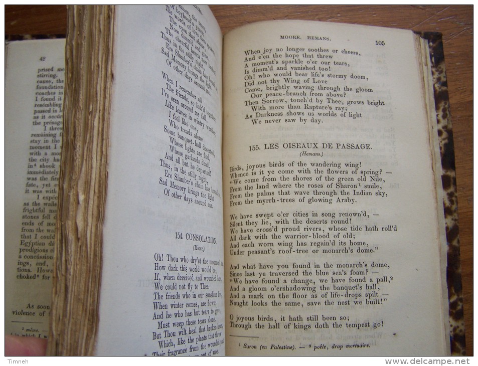 PREMIER VOLUME (en 2 volumes) CHRESTOMATHIE ANGLAISE choix morceaux  PROSATEURS ET POETES ANGLAIS 1866 BROCKHAUS graeser