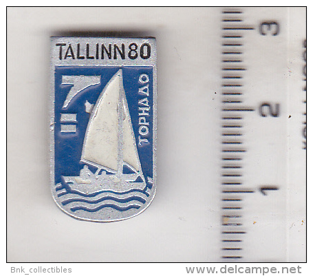 USSR Russia Old Sport Pin Badge - Tallinn 1980 - Tornado Class - Segeln