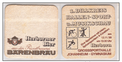 Bärenbräu Herborn , 1 Dillkreis Hallen Sport U Musikschau 1988 - Bierviltjes