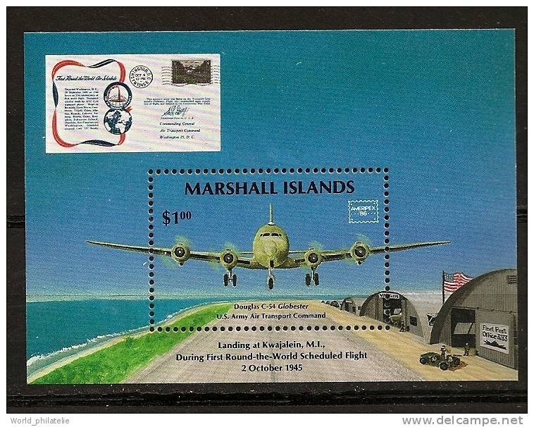 Marshall 1986 N° BF 1 ** Avion, Aviation, Ameripex´86, Exposition Philatelique, Chicago, Douglas C 54, Armée Américaine - Marshall