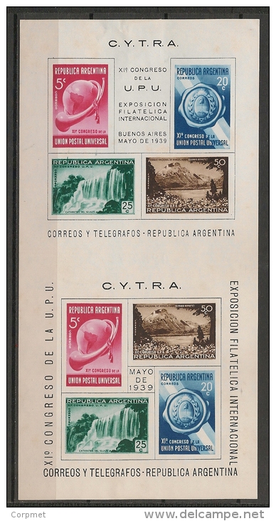 U.P.U. - XI UPU CONGRESS - CYTRA - ARGENTINA 1939 Vertical SOUVENIR SHEET - Yvert # Bloc 2  - * MINT (H) - Blocks & Kleinbögen