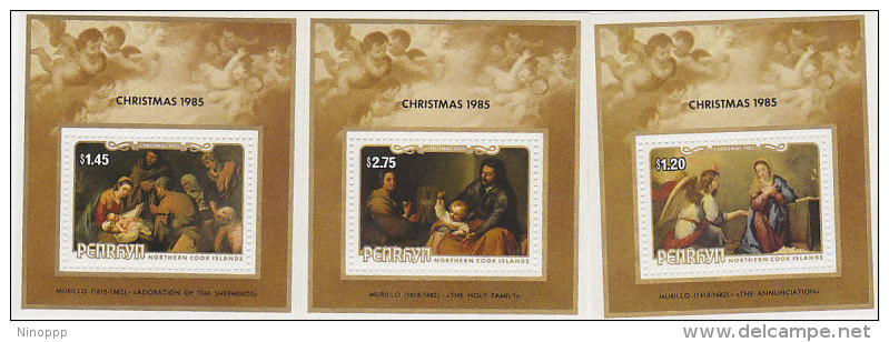 Penrhyn-1985 Christmas Set 3 Souvenir Sheet MNH - Penrhyn
