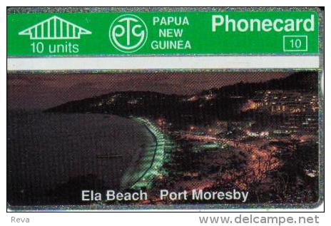 PAPUA NEW GUINEA 10 U ELA BEACH PORT MORESBY SUNSET L & G  PNG-04  MINTCV$40US READ DESCRIPTION !!! - Papua Nueva Guinea