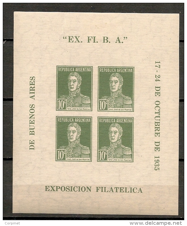 ARGENTINA 1935 EX.FI.B.A.  BLOC - Yvert # 1 - * MINT (LH) - Blocks & Sheetlets