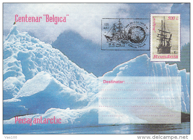 EXPLORERS, BELGICA MISSION, SHIP, PENGUINS, COVER STATIONERY, ENTIER POSTAL, 2X, 1998, ROMANIA - Explorers