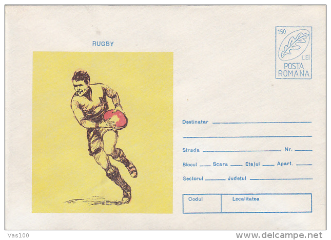 RUGBY, COVER STATIONERY, ENTIERE POSTAL, 2X, 1996, ROMANIA - Rugby