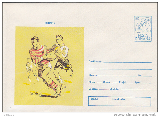 RUGBY, COVER STATIONERY, ENTIERE POSTAL, 2X, 1996, ROMANIA - Rugby