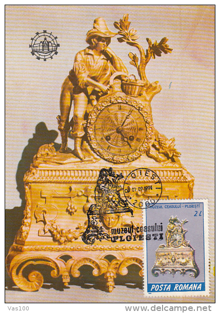 VINTAGE CLOCKS, CM, MAXICARD, CARTES MAXIMUM, 1990, ROMANIA - Horlogerie